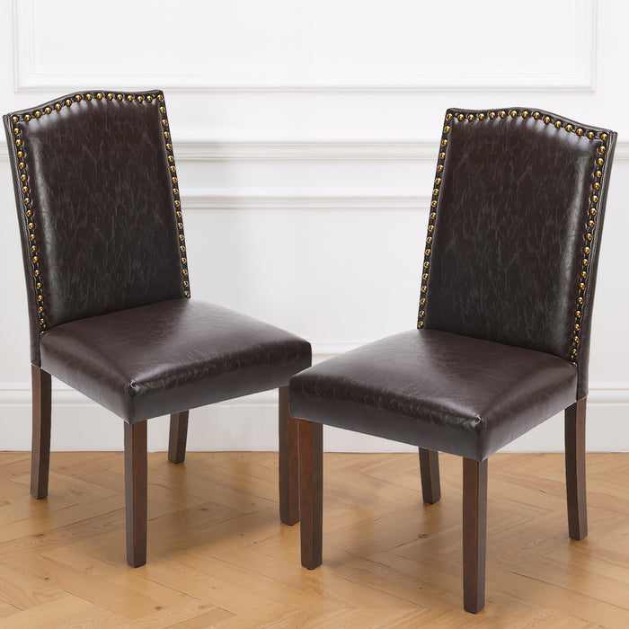 Sybels Set of 2 Modern Dining Chairs with Padded Leather Seat and Wooden Legs for Living Room, Dining Room