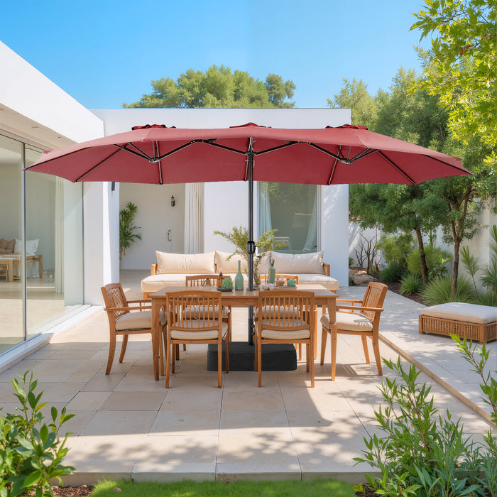 Betcozy Patio Umbrella with Base, 15ft Large Double-Sided Rectangle Umbrella, Outside Market Umbrellas for Deck, Poolside, Backyard