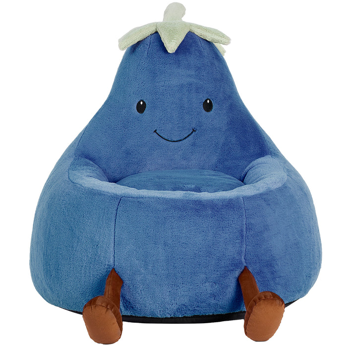 Simenmax 24'' Bean Bag Chair, Plush Rabbit Fur L-Shape Lounger, Washable Stuffed Sofa for Living Room, Bedroom & Reading Nook,Dark Blue