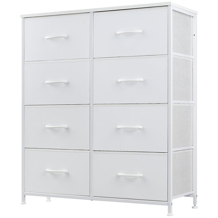 Bigleap 8 Drawer Dresser, Fabric Storage Tower Organizer with Wood Top and Steel Frame for Bedroom, Closet, Hallway, Entryway,White