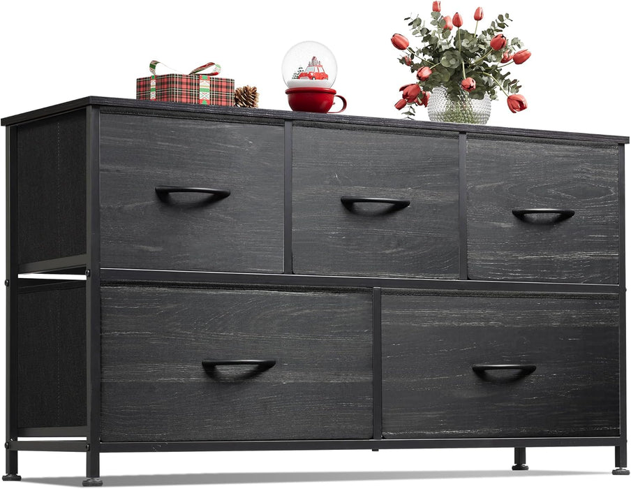 Simenmax 4/5/7/8/9Dresser, Storage Drawers with Removable Fabric Bins, Fabric Closet Chests Organizer for Bedroom, Closet, Living Room, Black Wood