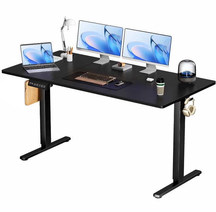 TINKLE WELL Updated Electric Standing Desk, 63 x 24'' Adjustable Height Electric Standing Computer Desk, Ergonomic Workstation with 3 Memory Controller, Bamboo Texture