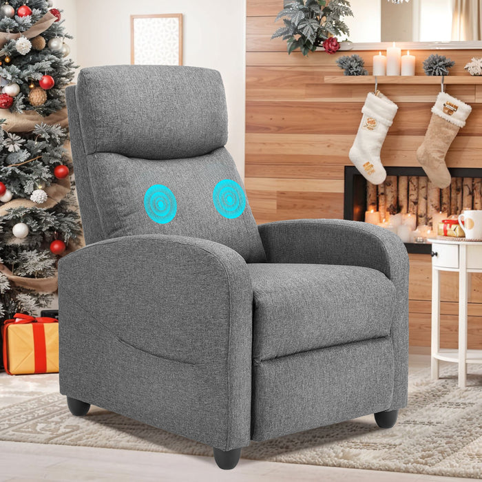 TINKLE WELL Fabric Recliner Chair with Massage Function, Adjustable Home Theater Reclining Chair Featuring Lumbar Support and Padded Seat Backrest, Ideal for Living Room, Bedroom