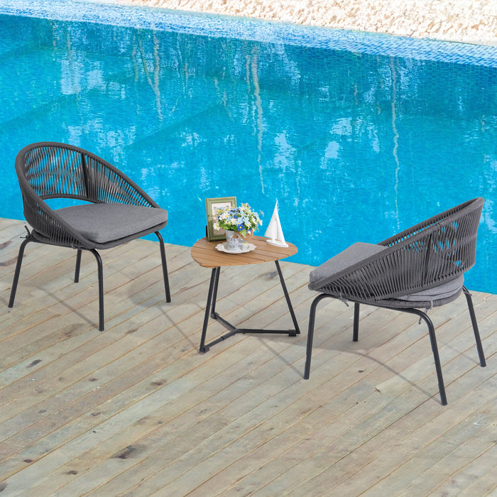 Simenmax 3 Piece Patio Furniture Set, Outdoor Bistro Chair Conversation for Yard Backyard Lawn Garden Porch, Gray