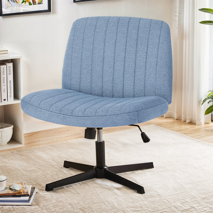 TINKLE WELL Criss-Cross Legged Armless Chair with Wide Seat, Height-adjustable tilt and swivel, and Soft Fabric for Home Office, Bedroom, Study Room, and Student Desk Seating
