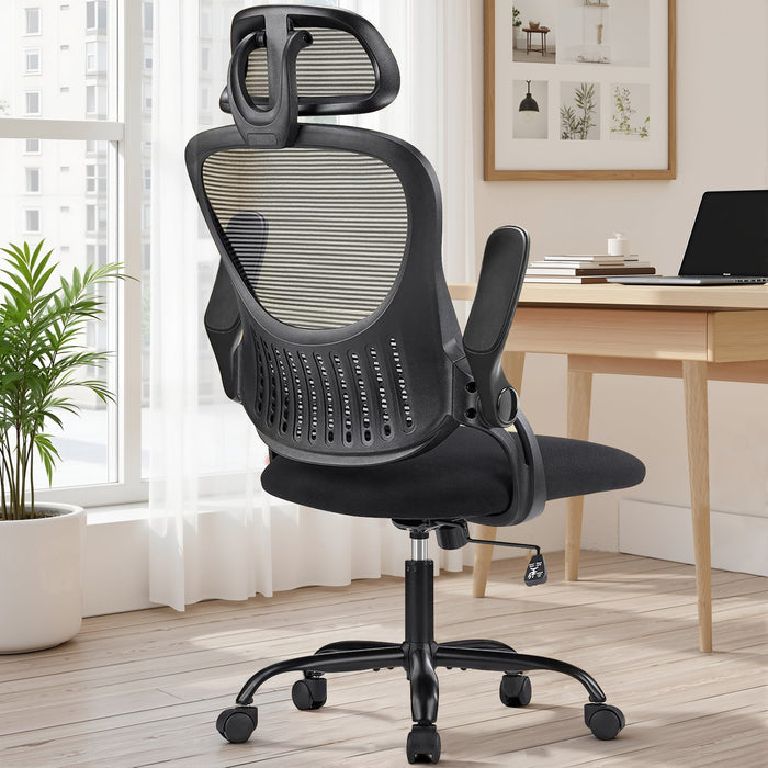 Bigleap Office Chair, Ergonomic Computer Chairs with Flip-up Arms,Black