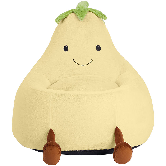 Simenmax 31'' Bean Bag Chair, Plush Rabbit Fur L-Shape Lounger, Washable Stuffed Sofa for Living Room, Bedroom & Reading Nook,Yellow