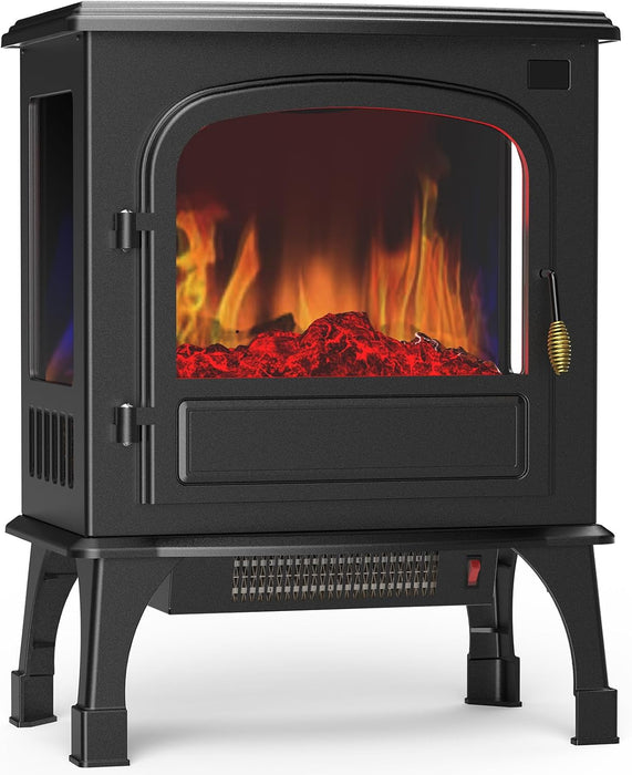 Bigleap 26" Freestanding Electric Fireplace Heater with Realistic 3D Flame Effect, 12H Timer & Remote Control, Overheat Protection, Energy-Saving for Living Room, Bedroom