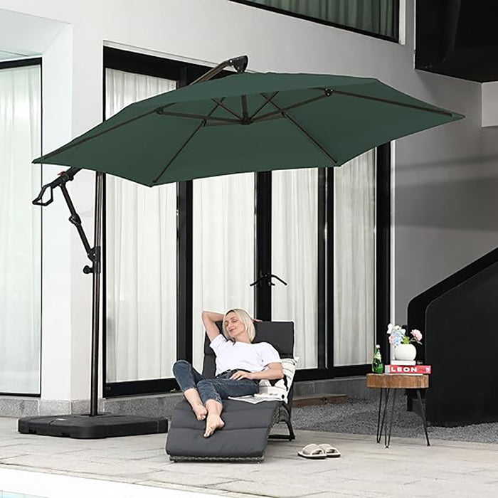 Simenmax 10ft Offset Umbrella Cantilever Patio Hanging Umbrella Outdoor Market Umbrella with Crank Suitable for Garden, Lawn, backyard and Deck,Dark Green