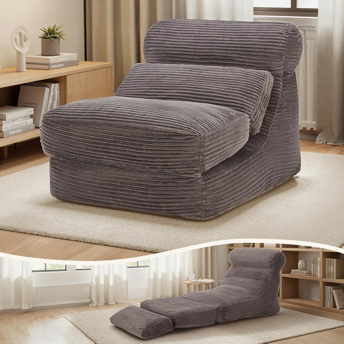 Simenmax 84" Convertible Sofa Bed, 3-in-1 Foldable Futon Sleeper with Back Support, Modern Floor Chair for Small Spaces, Office, Apartment, Gray