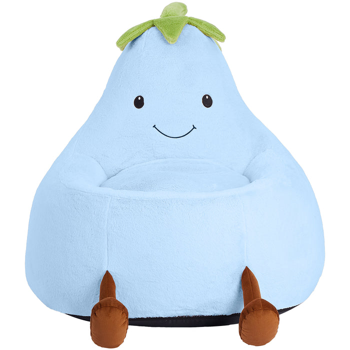 Simenmax 31'' Bean Bag Chair, Plush Rabbit Fur L-Shape Lounger, Washable Stuffed Sofa for Living Room, Bedroom & Reading Nook,Blue