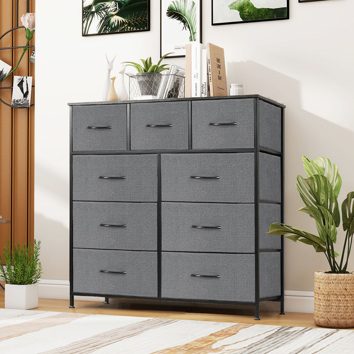 9 Drawers Fabric Dresser, Nightstand With Wide Chest Of Drawers,Storage Tower Storage Dresser Closet For Living Room, Bedroom, Hallway, Black
