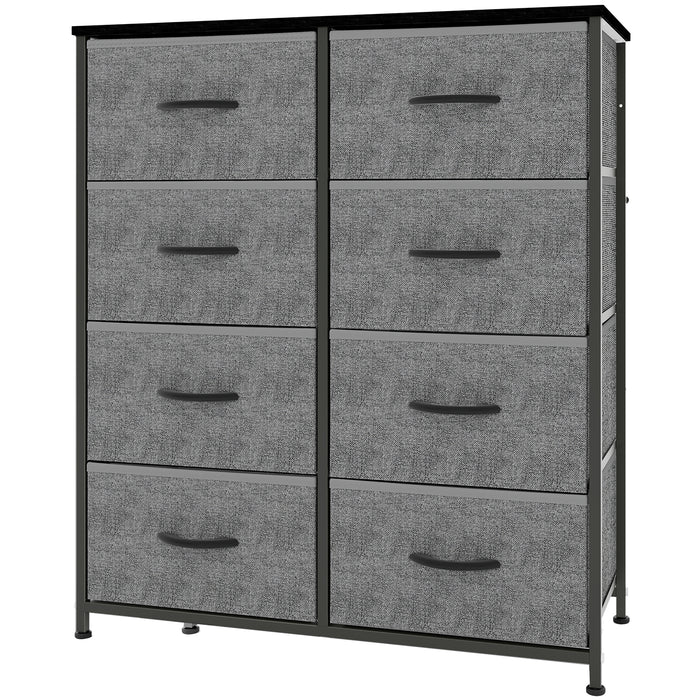Bigleap 8 Drawer Dresser, Fabric Storage Tower Organizer with Wood Top and Steel Frame for Bedroom, Closet, Hallway, Entryway,Gray