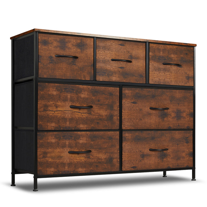 Simenmax 7 Storage Dresser for Bedroom, Wide Fabric Closet Chests Organizer Tower Furniture, Brown