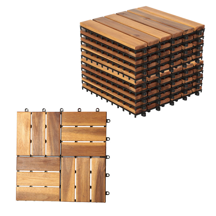 Interlocking Flooring Tiles, 12''x12'' (27pcs), Wood Patio Deck Tiles For Pool, Garden, Garden Pathway, Balcony Decor