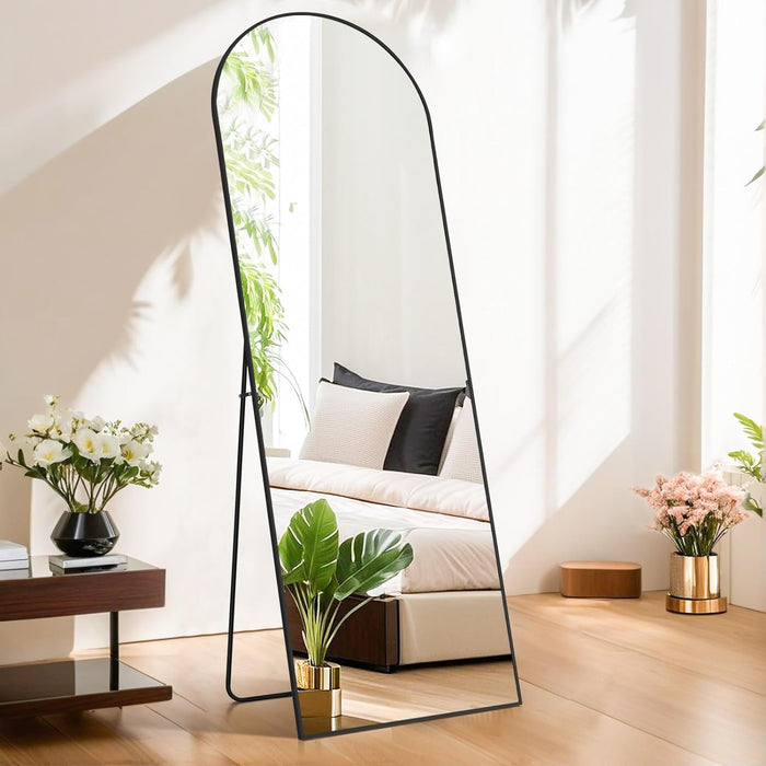 21"x64" Arched Mirror Full Length, Body Wall Mirrors with Shatter-Proof Glass, Floor Standing, Hanging or Leaning, Large Tall Arch Mirror with Stand Aluminum Alloy Frame for Bedroom Cloakroom