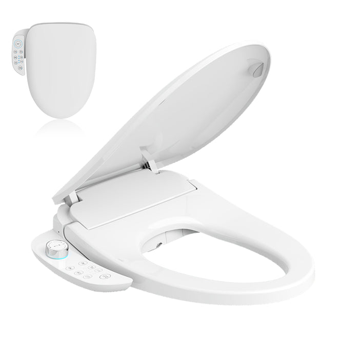 WOod-it Smart Bidet Toilet Seat with Wireless Remote and Side Panel, Multiple Spray Modes, Adjustable Heated Seat, Warm Water and Air Dryer, Auto LED Nightlight
