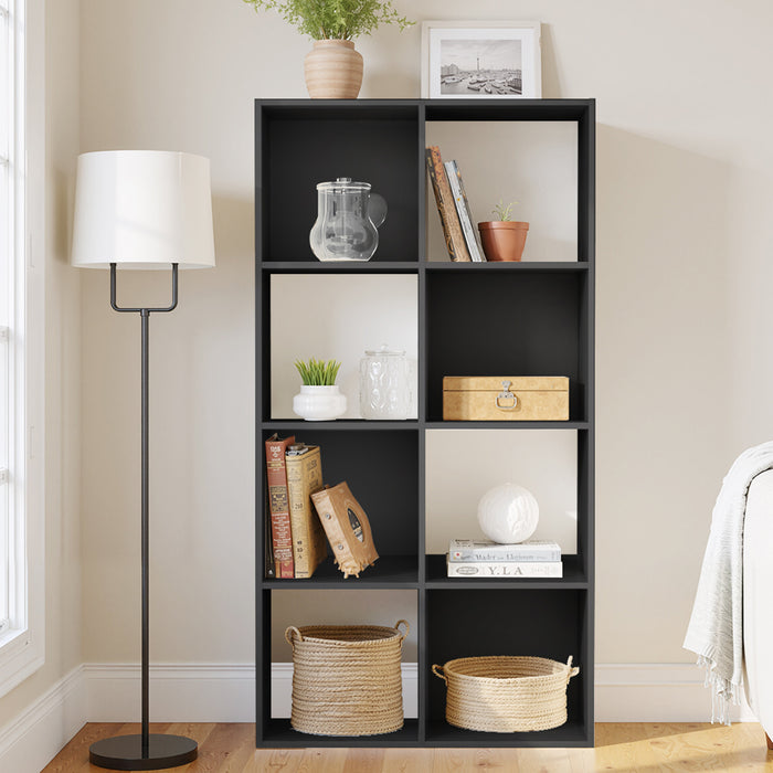 Simenmax 8 Cube Storage Organizer, Bookshelf with 4 Removable Back Panels for Living Room, Bedroom, Home Office, Black
