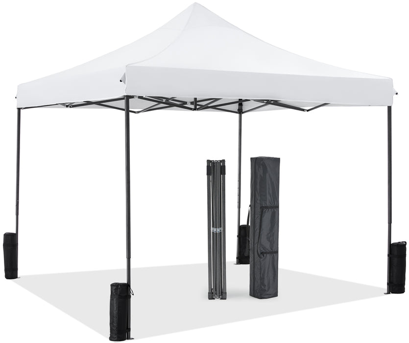 Dozzle Instant Pop Up Canopy Tent 10x10 Feet - Heavy Duty Waterproof Outdoor Canopy with Sand Bags, Carrying Case for Parties, Camping, Beach & Backyard Shade
