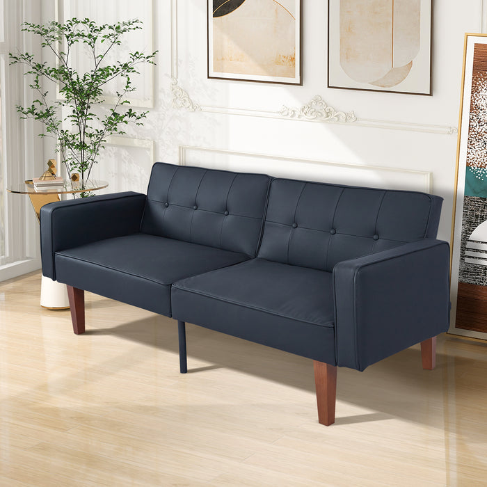 Smiaoer Convertible Futon Sofa Bed, 68¡åFabric Futon Couch with Adjustable Backrest,Black