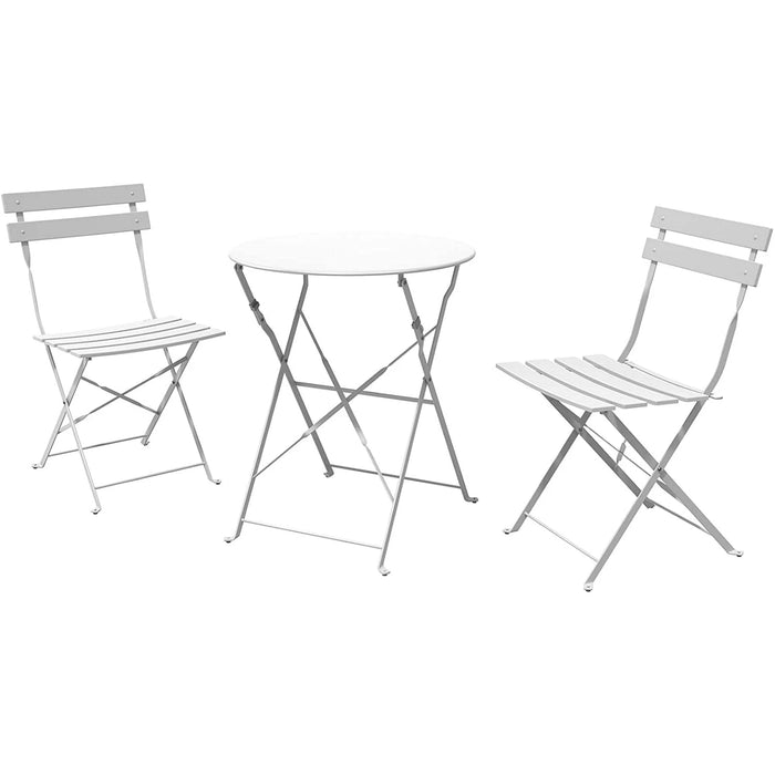 Mydepot Folding Outdoor Patio Bistro Set, 3 Piece Table and Chairs Furniture Set