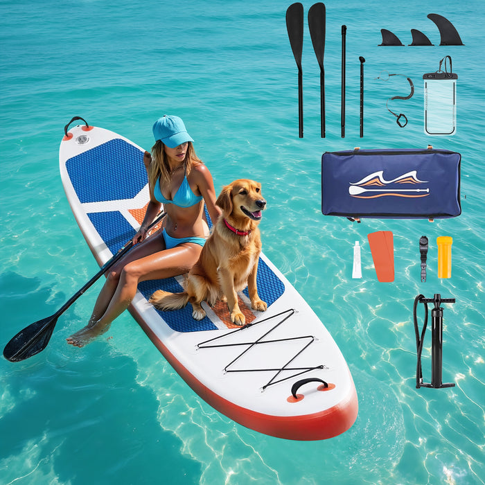 TINKLE WELL Inflatable Stand Up Paddle Board (SUP) Kit, Ultra-Stable Wide Design w/Non-Slip Deck &amp; 2-in-1 Adjustable Paddle, Complete Set for Beginners/Experts, Youth &amp; Adults