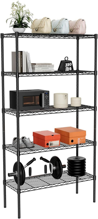 5-Tier Adjustable Metal Shelving Unit - 13.8"D x 35.4"W x 68.9"H, Heavy Duty Standing Shelf, Steel Racks for Organized Storage,Hold up to 250 lbs