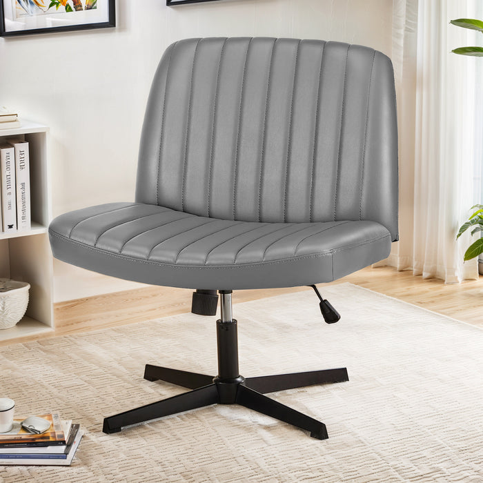TINKLE WELL Criss-Cross Legged Armless Chair with Wide Seat, Height-adjustable tilt and swivel, and Soft Fabric for Home Office, Bedroom, Study Room, and Student Desk Seating