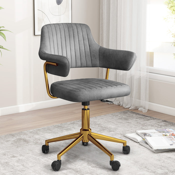 Office Desk Chair, Modern Cute Rolling Vanity Swivel Task Chairs with Wheels, Comfortable Back Seat for Home, Bedrooms, Office, Study, Student, Adults, Make-up, Dressing Room,Dark Gray