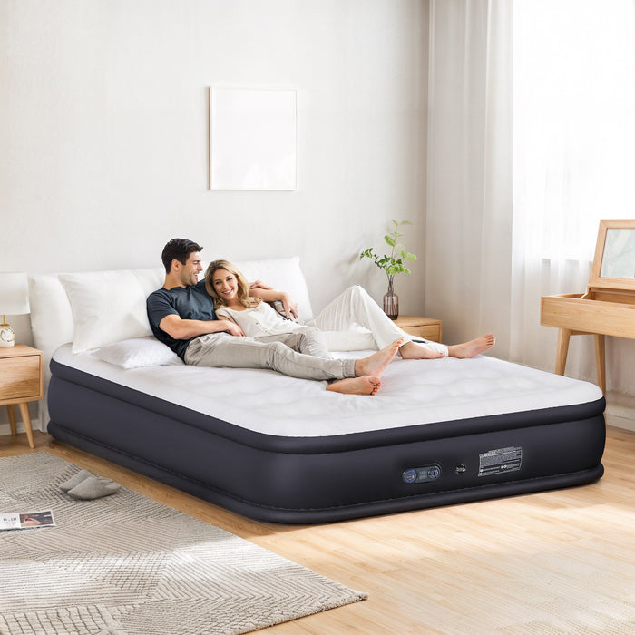Simenmax Air Mattress Queen with Built in Pump, 16-Inch Raised Inflatable Blow up Camping Bed, Self-Inflating Portable Colchones Inflables for Guests, Home, and Travel, 660lbs Weight Capacity