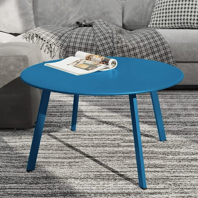 WOod-it Round Steel Patio Coffee Table, Weather Resistant Outdoor Large Side Table, Living Room, Outdoor, Home Decor, Versatile