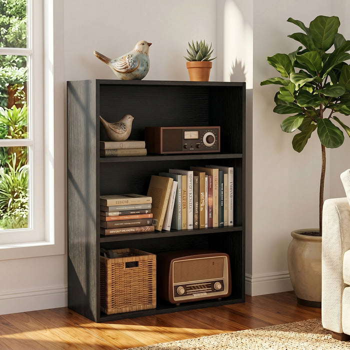 TINKLE WELL 3-Tier Bookshelf, Open Bookcase and Bookshelves, 29 Inch Tall Freestanding Display Storage Shelf, Floor Standing Shelves for Home Office, Living Room