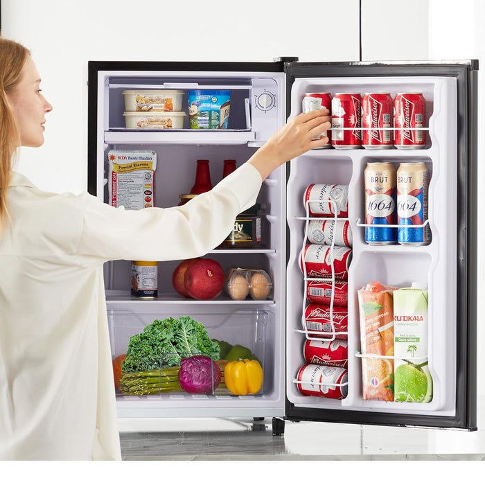 Simenmax Mini Fridge for Bedroom 3.2 Cu.Ft Small Refrigerator with Freezer for Dorm Office, Compact Single Door Adjustable Thermostat Low Noise