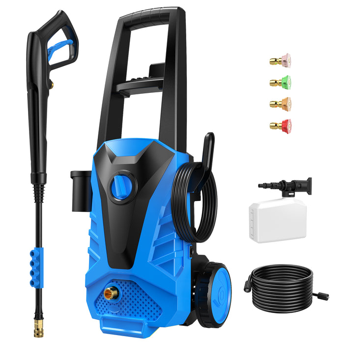 Dozzle Electric Power Washer with Detergent Foam Blaster, 2.0 GPM High-Pressure Cleaner | Includes 5 Quick-Connect Spray Tips for Patios, Decks & Fencing