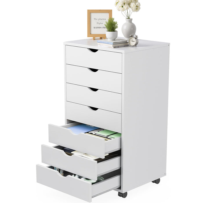 Bigleap 5/7 Drawer Chest, Wooden Tall Dresser Storage Dresser Cabinet With Wheels for Office, Bedroom, Home