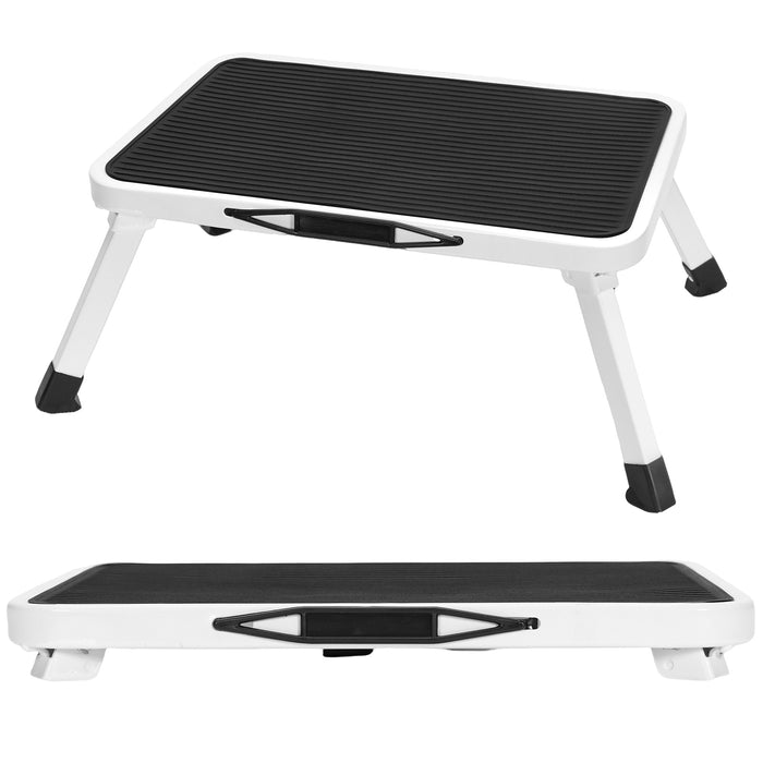 Sybels Lightweight Folding One-Step Stool with Non-Slip Rubber Mat, Steel Kitchen Step Stool, Holds 330LBS — Perfect Gift