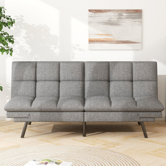 Yangming Sofa Bed, Convertible Couch with Adjustable Backrest and Armrests for Study, Apartment, Office and Dorm, Gray