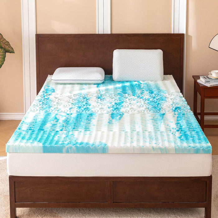 Simenmax 4 Inch TWIN Mattress Topper, Gel-Infused Memory Foam with 5-Zone Pressure Relief, CertiPUR-US Certified Bed Topper for Cool Sleep & Back Support, Blue