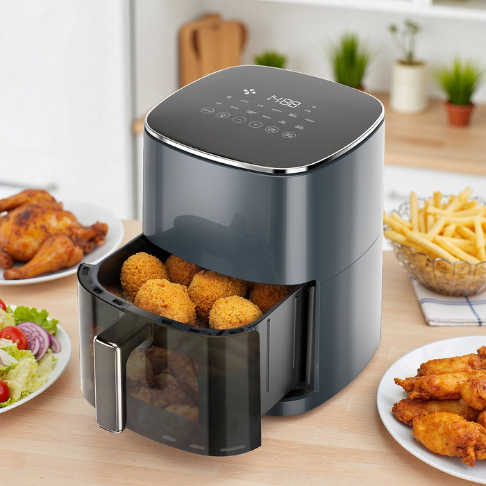 TINKLE WELL 6-Quart Air Fryer with Viewing Window, 12-in-1 Multi-Function Appliance for Air Frying, Roasting, Baking, Reheating, Dehydrating, and More, Up to 400°F