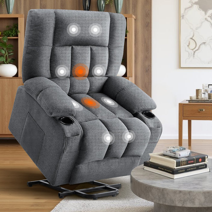 Simenmax Recliner Chair with Massage and Heating, Home Theater Seating with Lumbar Support, Adjustable Electric Power Lift Chairs, Brown