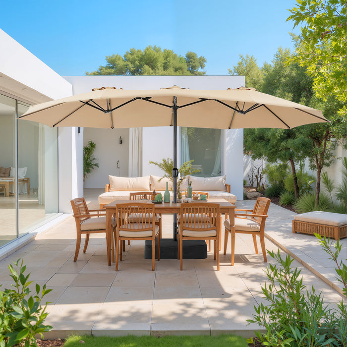 Betcozy Patio Umbrella with Base, 15ft Large Double-Sided Rectangle Umbrella, Outside Market Umbrellas for Deck, Poolside, Backyard