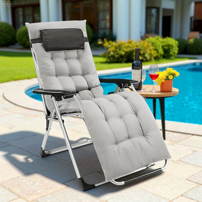 TINKLE WELL Zero Gravity Camping Chair with Armrests, Folding Outdoor Chair Includes Cushion, Headrest, Footrest, and Storage Cup Holder