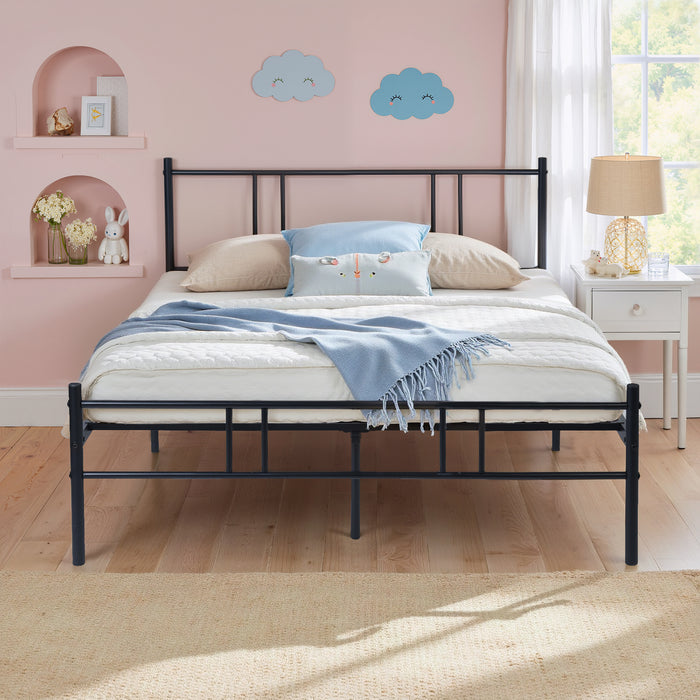 Simenmax Full Size Metal Platform Bed Frame, Heavy Duty Mattress Foundation with Steel Slats Support, No Box Spring Needed, Black