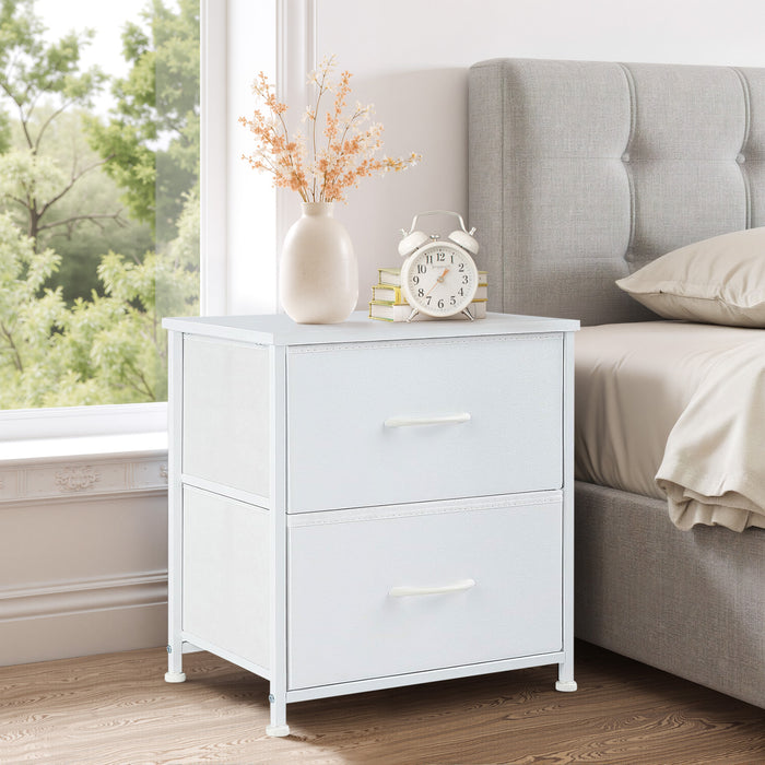 TINKLE WELL Small Nightstand Dresser with 2 Fabric Drawers, 20-Inch Tall Bedside Table for Bedroom, Closet, or Dorm Storage