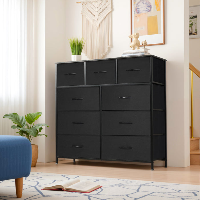 TINKLE WELL Wide 7/8/9 Drawer Fabric Dresser, Soft Storage Unit with Bins for Clothes, Toys, Linens, Fits Bedroom, Living Room, Hallway