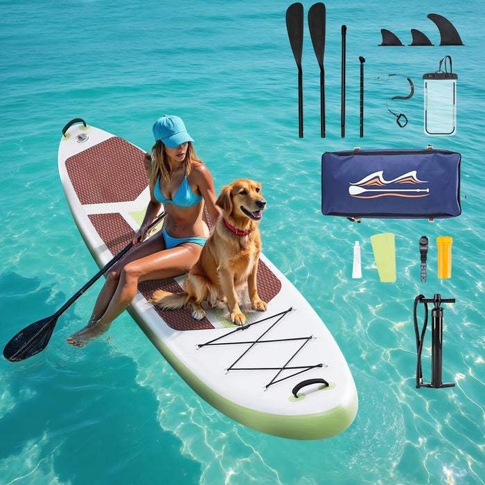 TINKLE WELL Inflatable Stand Up Paddle Board (SUP) Kit, Ultra-Stable Wide Design w/Non-Slip Deck &amp; 2-in-1 Adjustable Paddle, Complete Set for Beginners/Experts, Youth &amp; Adults