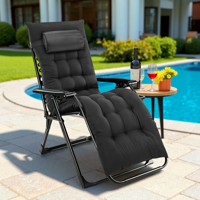 TINKLE WELL Zero Gravity Camping Chair with Armrests, Folding Outdoor Chair Includes Cushion, Headrest, Footrest, and Storage Cup Holder
