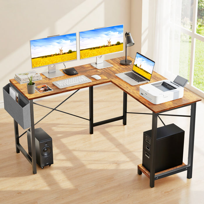 Sybels 52-inch L-Shaped Gaming Computer Desk with CPU Stand &amp; Side Bag, Corner PC Workstation for Home Office, Small Space Saver