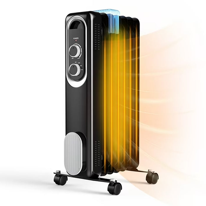 Simenmax 1500W Portable Oil-Filled Radiator Heater, Quiet Electric Heater with Adjustable Thermostat, Overheat & Tip-Over Protection for Bedroom, Office, Home, Black