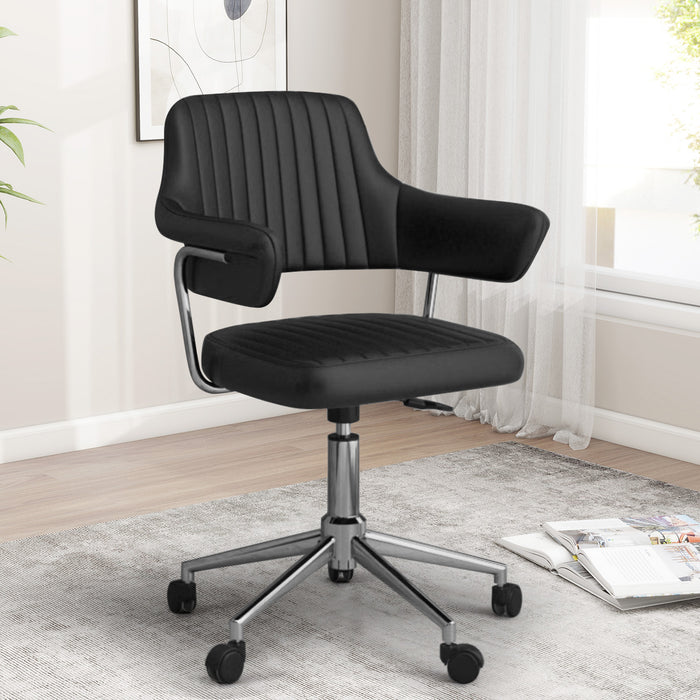 Office Desk Chair, Modern Cute Rolling Vanity Swivel Task Chairs with Wheels, Comfortable Back Seat for Home, Bedrooms, Office, Study, Student, Adults, Make-up, Dressing Room,Black
